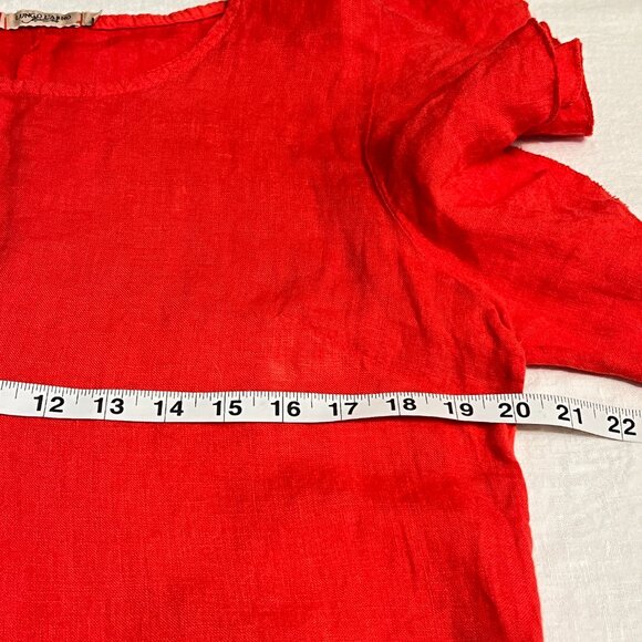 Lungo L’Arno Red Linen Shift Dress Ruffle Sleeve Made in Italy Size M/L - Picture 8 of 11